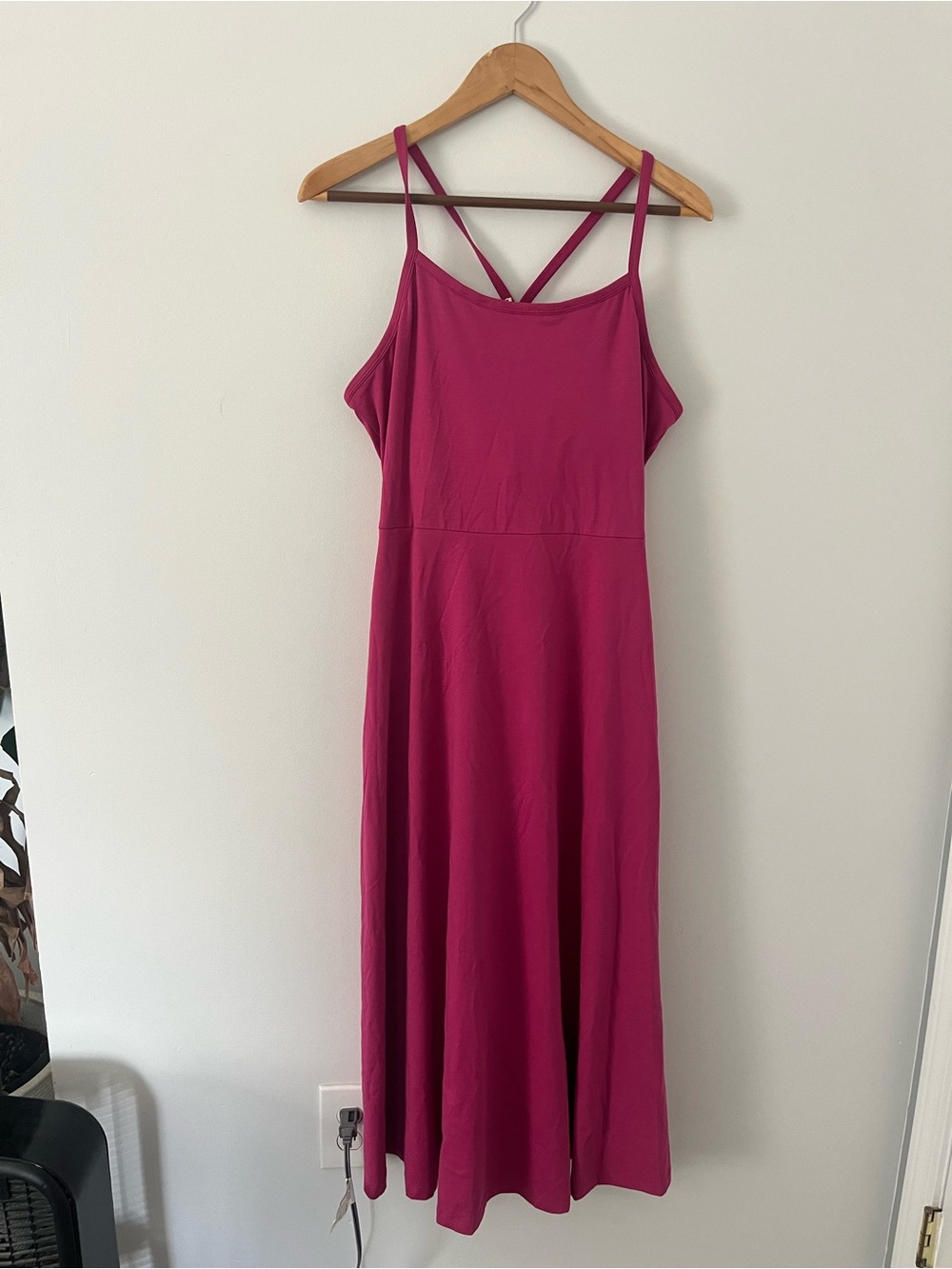 Pact Magenta Strappy Maxi Dress XL built in bra NWT Organic Cotton